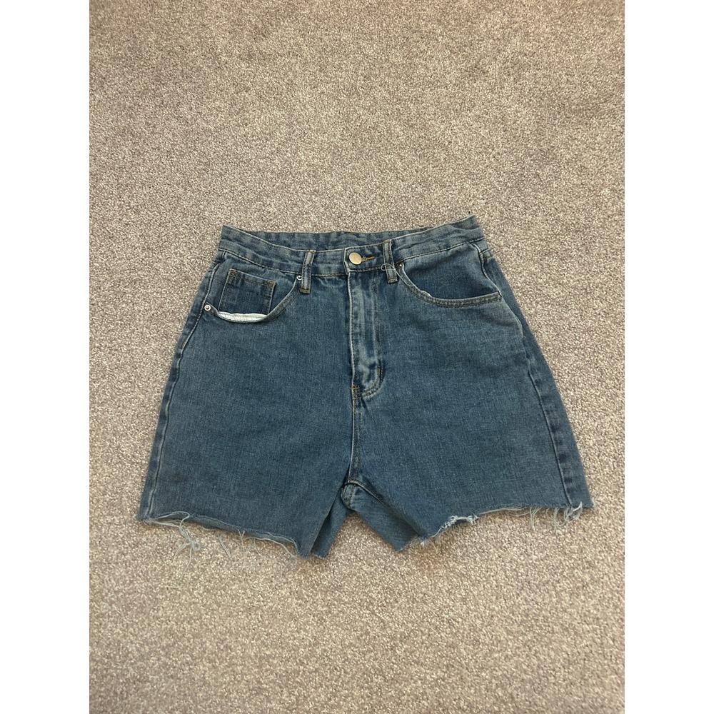 SHEIN Denim Shorts Womens Size 4 Blue Excellent High Waisted Raw Hem Cut Offs